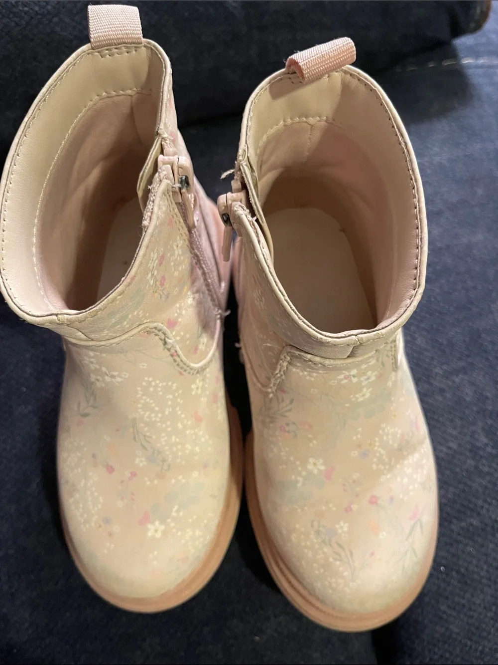 Cat & Jack   Cream Base Floral Ankle Boots
